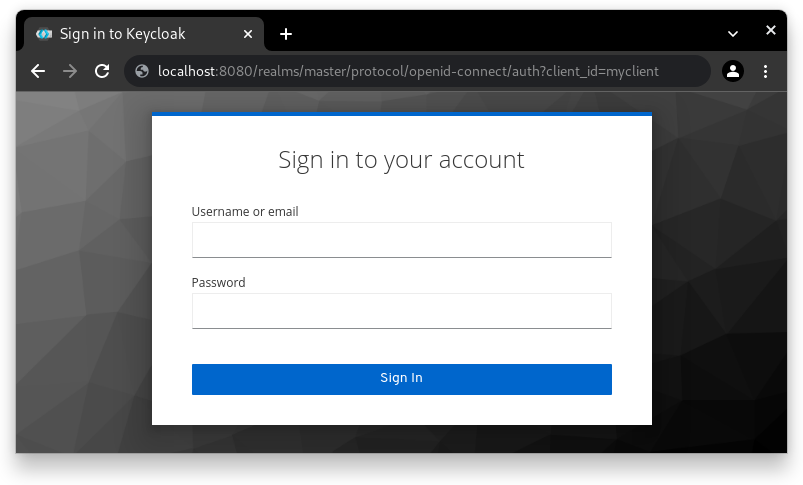 Keycloak Identity and Access Management Login Screen