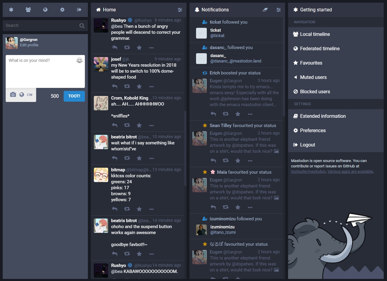 Mastodon Screenshot Gray