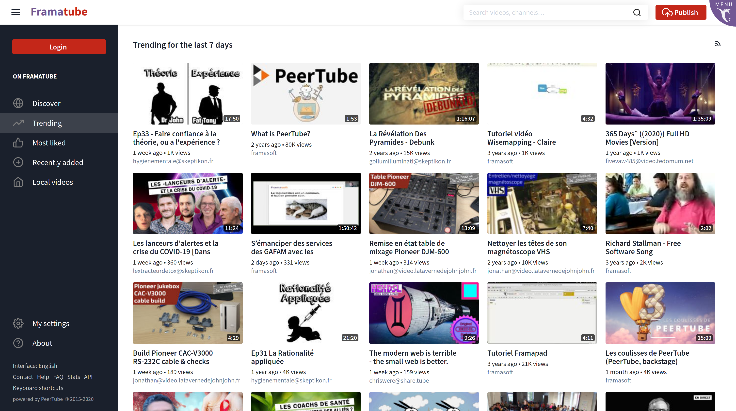 PeerTube Decentralized Video Trending Page